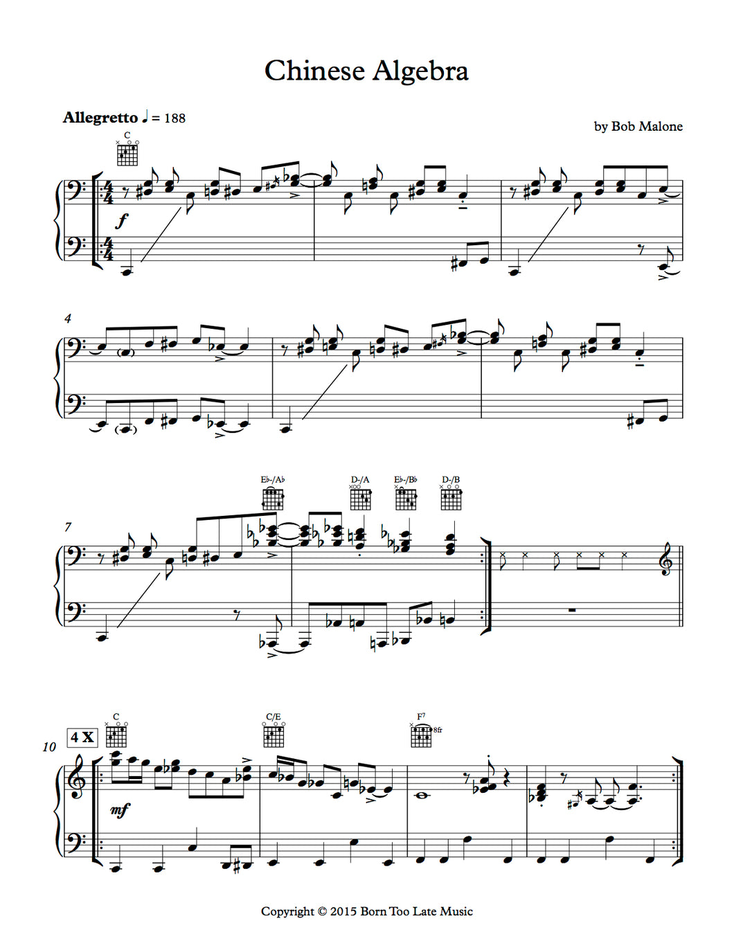 Sheet Music: Chinese Algebra