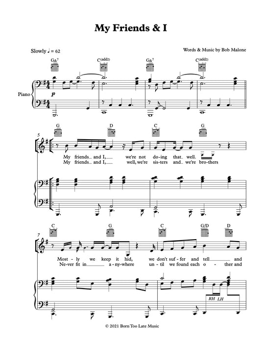 Sheet Music: My Friends and I